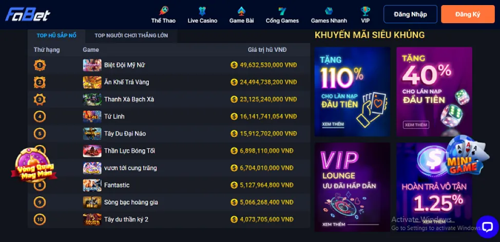 Khuyến mãi sảnh game vicclub